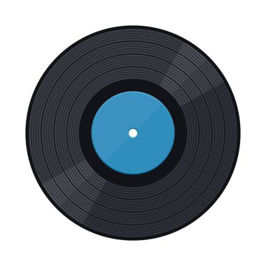 Beyaz Arkaplanda Retro Vinil Müzik Kayıtları. Vektör illüstrasyonu