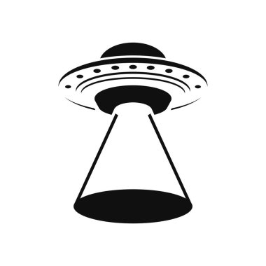 Beyaz Arkaplanda UFO Simgesi. Vektör illüstrasyonu