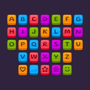 Alfabe ABC Simgesi Karanlık Arkaplan 'a ayarlandı. Vektör illüstrasyonu