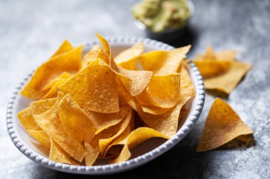 Meksika usulü mısır cipsi yakın plan.