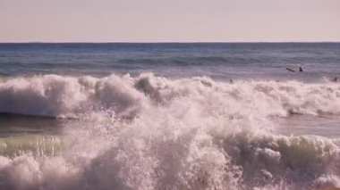 Sunset surfing beach in Spain. High quality 4k footage