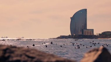 View of the big waves in Barcelona. High quality 4k footage