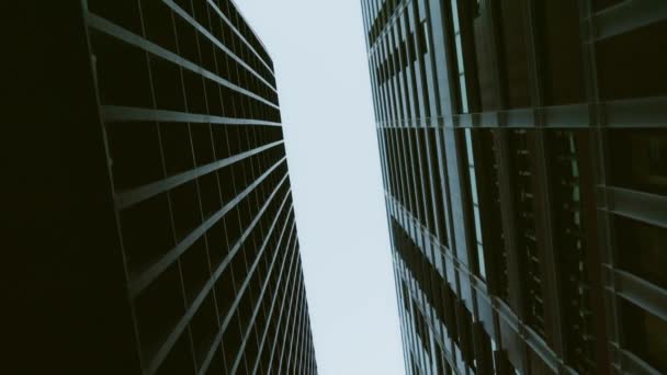 View Tall Office Buildings Gloomy Atmosphere — 비디오