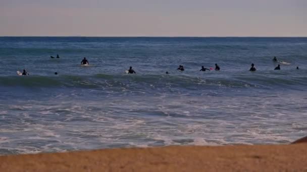 Sunset Surfing Beach Spain High Quality Footage — Αρχείο Βίντεο