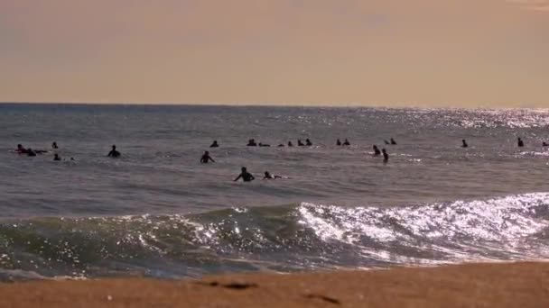 Sunset Surfing Beach Spain High Quality Footage — Vídeo de Stock