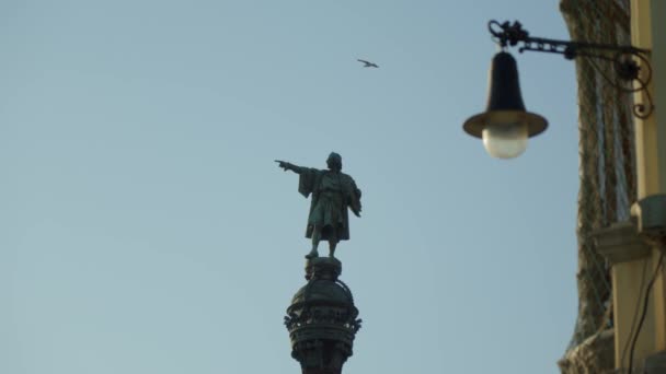 Cristofor Columb Într Piaţă Din Barcelona Imagini Înaltă Calitate — Videoclip de stoc