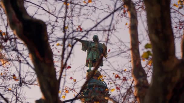 克里斯托弗 哥伦布 透过树枝看过去 高质量的4K镜头 — 图库视频影像