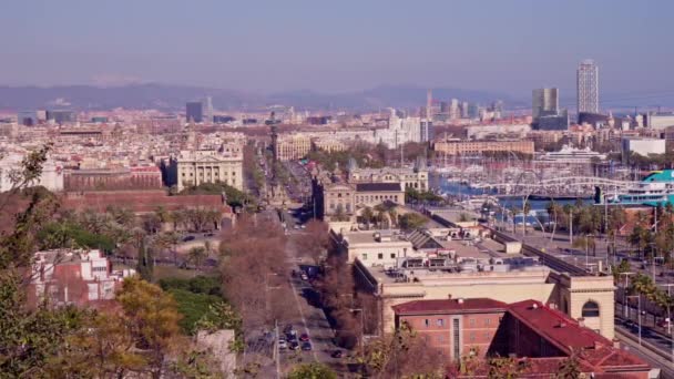 Панорама Барселони Монтжуїка Кадри Високої Якості — стокове відео