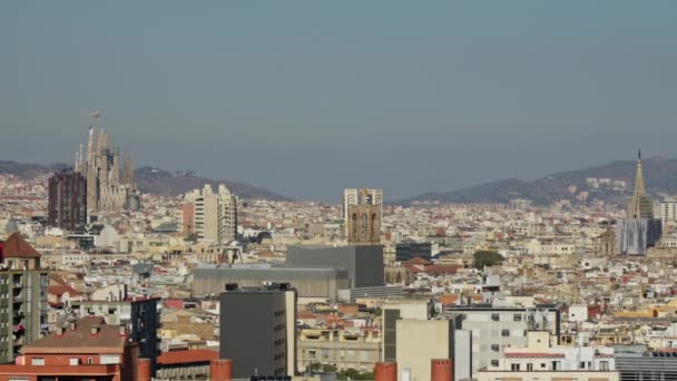 Панорама Барселоны Монжуик Высококачественные Кадры — стоковое видео