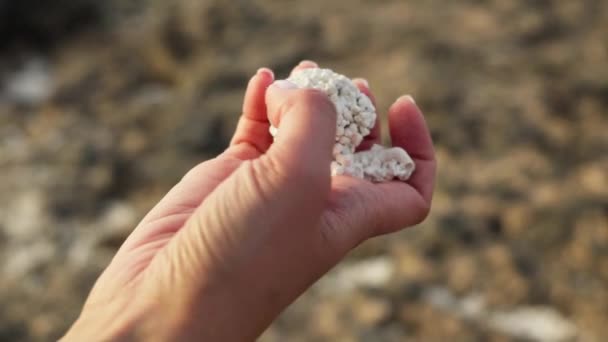 富尔特文图拉岛上独特的白色火山卵石 高质量的4K镜头 — 图库视频影像