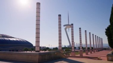 Barcelona 'daki olimpiyat mekanları. Yüksek kalite 4k görüntü