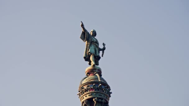 Cristoforo Colombo Una Piazza Barcellona Filmati Alta Qualità — Video Stock