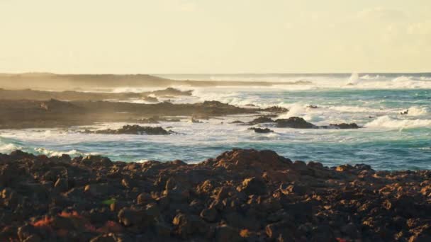 一个风景如画的海景 海浪大浪冲击着海岸 高质量的4K镜头 — 图库视频影像