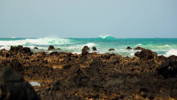 一片狭窄的蓝海 火山海岸 高质量的4K镜头 — 图库视频影像