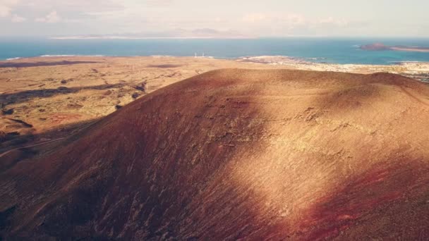 Explore Captivating Beauty Former Crater Volcano Island Fuerteventura Witness Unique — Stock Video