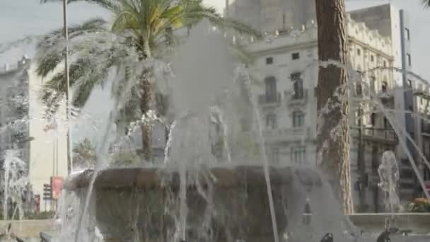Erfassen Sie Die Faszinierende Schönheit Eines Springbrunnens Während Anmutige Wasserstrahlen — Stockvideo