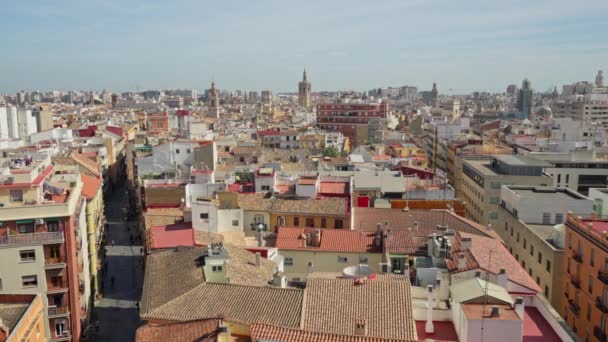 Det Hisnande Panoramat Över Valencia Vecklar Sig Från Antika Slottsväggarna — Stockvideo