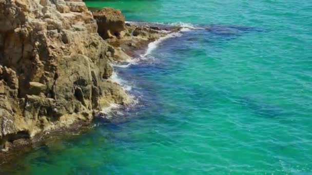 前景に水が入った岩の崖 — ストック動画
