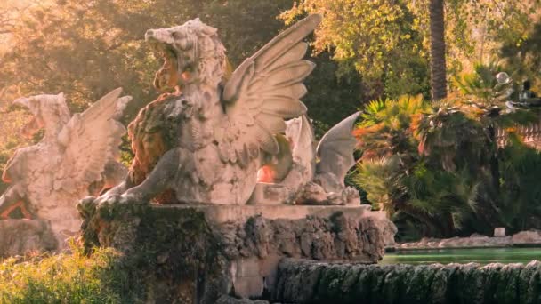 Statue Dragon Its Wings Spread — Stock Video