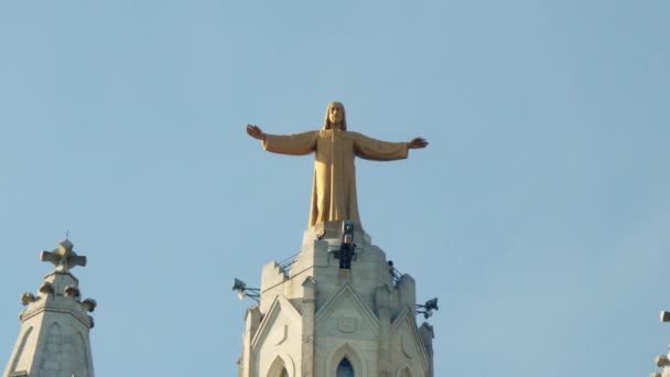 Una Estatua Jesús Alto Edificio Imágenes Alta Calidad — Vídeos de Stock