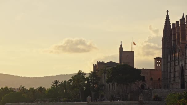 Bela Vista Cidade Palma Maiorca Pôr Sol Imagens Alta Qualidade — Vídeo de Stock