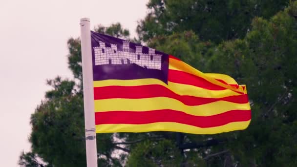 Bandera Mallorca Ondeando Viento Imágenes Alta Calidad — Vídeos de Stock