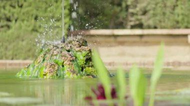 Fıskiyenin fıskiyesi yukarı doğru güzel bir şekilde düşüyor. Yüksek kalite 4k görüntü