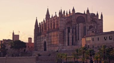 Palma de Mallorca şehrinin ana katedrali. Yüksek kalite 4k görüntü
