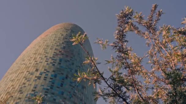 Висока Будівля Сидить Поруч Деревом — стокове відео