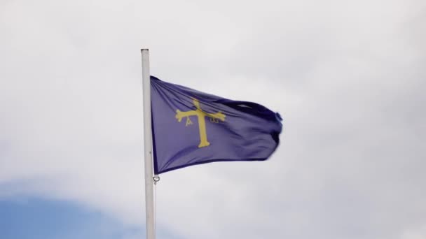 Bandera Con Diseño Cruzado Volando Alto Cielo — Vídeo de stock