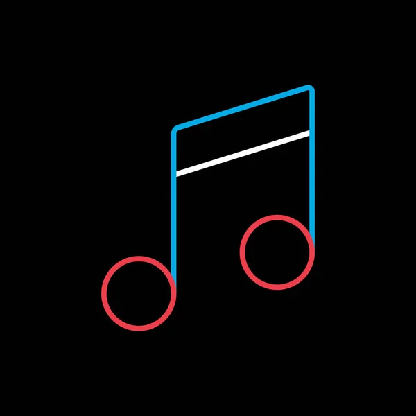 黒の背景アイコン上の音楽ノートフラットベクトル 音楽やサウンドウェブサイトやアプリのデザイン アプリ Uiのためのグラフシンボル — ストックベクタ