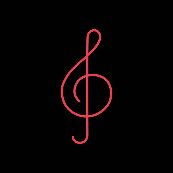 Treble Clef Vector Black Background Icon Music Sign Graph Symbol — Stock Vector