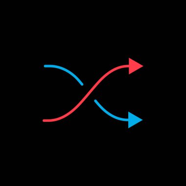 Siyah arkaplan simgesinde karıştırma vektörü. Çapraz oklar. Ortam oynatıcı düğmesi. Rastgele müzik sırası