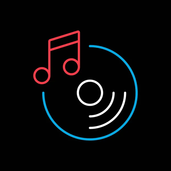 Vecteur Notes Disque Musique Sur Icône Fond Noir Panneau Musical — Image vectorielle