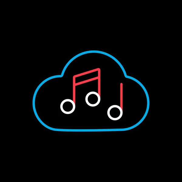 Music Note Cloud Sound Vector Black Background Icon Music Sign — Stock Vector