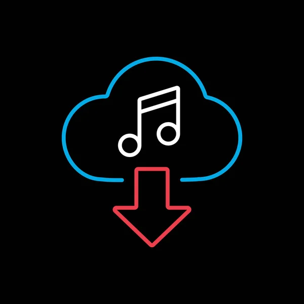 Cloud Télécharger Vecteur Musique Sur Fond Noir Icône Panneau Musical — Image vectorielle