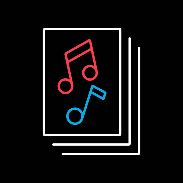 Livre Musique Avec Vecteur Notes Musique Sur Fond Noir Icône — Image vectorielle