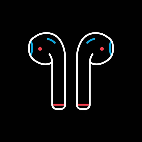 Вектор Бездротових Навушників Чорному Тлі Музичний Знак Символ Графіку Дизайну — стоковий вектор