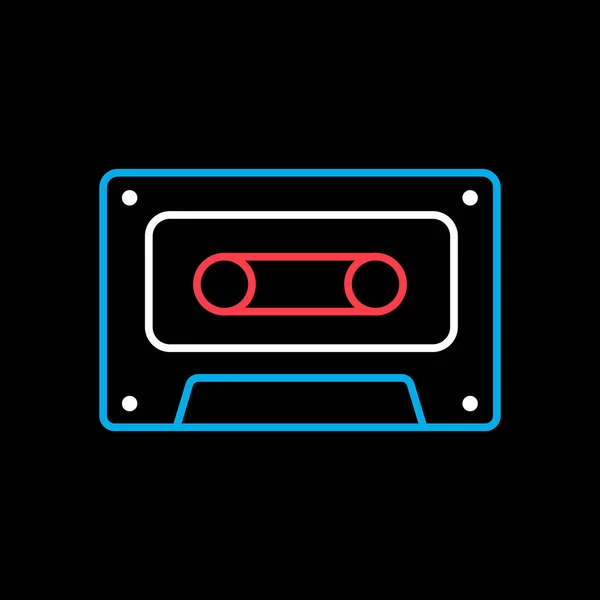 Audio Cassette Tape Vector Zwarte Achtergrond Pictogram Muziekbord Grafiek Symbool — Stockvector