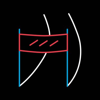 Kayak eğimi vektörünün bitiş çizgisi siyah arkaplan simgesinde izole edildi. Kış işareti. Seyahat ve turizm web sitesi ve uygulama tasarımı, logo, uygulama, UI için grafik sembolü