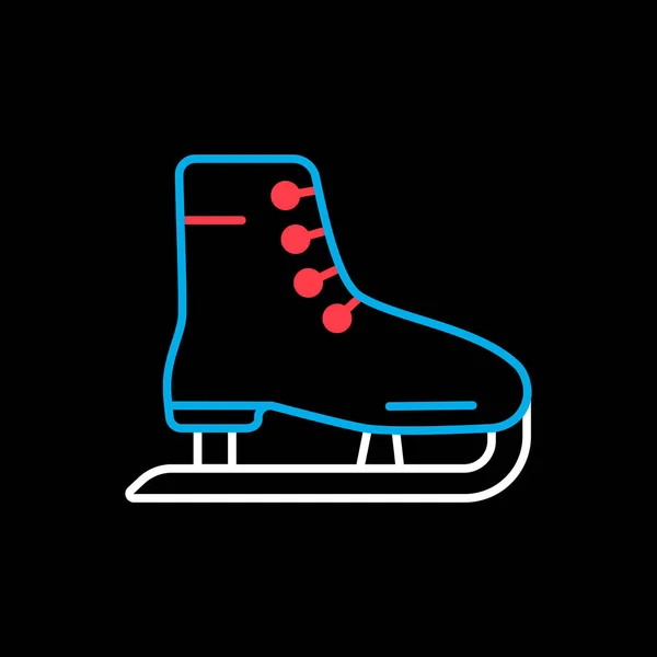 Sapatos Patinação Vetor Isolado Ícone Fundo Preto Sinal Inverno Símbolo — Vetor de Stock