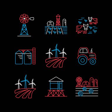 Tarla alanı siyah arkaplan simgesinde izole edildi. Tarım işareti. Web sitenizin tasarımı için grafik sembolü, logo, uygulama, UI. Vektör illüstrasyonu, EPS10