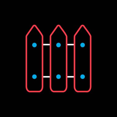 Siyah arkaplan simgesinde ahşap çit bahçe vektörü. Tarım, bahçe ve bitkiler için grafik sembolü Web sitesi ve uygulama tasarımı, logo, uygulama, UI