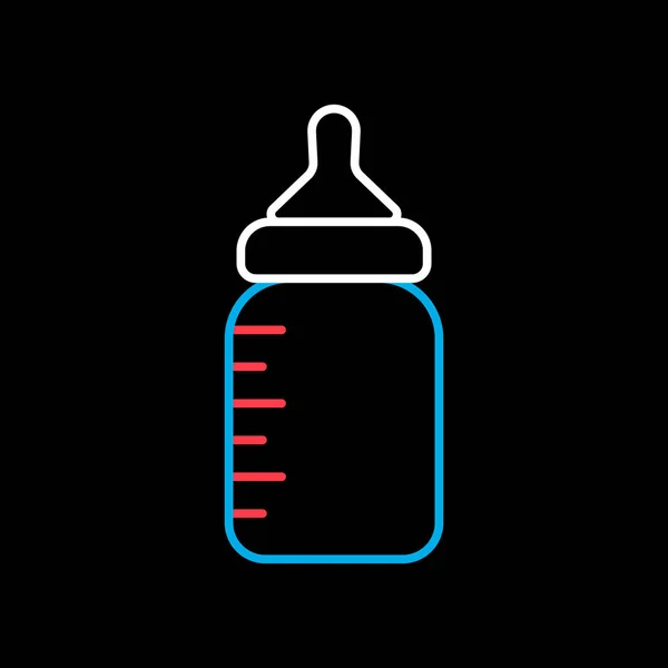 Karmienie Dziecka Butelka Izolowany Wektor Czarnym Tle Ikony Symbol Graficzny — Wektor stockowy