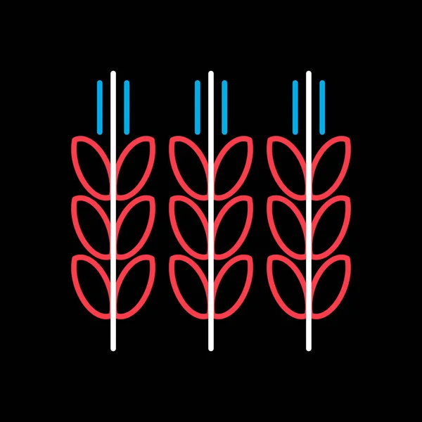 Épillets Grains Blé Sur Fond Noir Icône Panneau Agricole Symbole — Image vectorielle