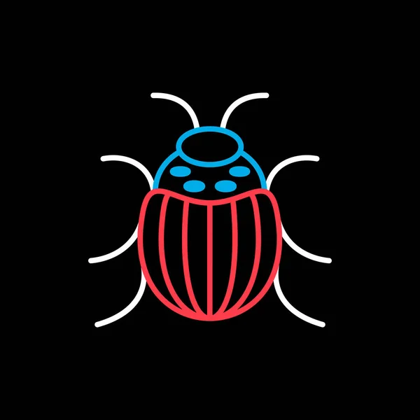 黒い背景のアイコンにコロラド甲虫 農業標識 ウェブサイトのデザイン アプリ Uiのグラフシンボル ベクターイラスト Eps10 — ストックベクタ