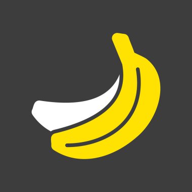 Muz vektör sembolü koyu arkaplan simgesi. Gıda ve içecek web sitesi için grafik sembolü, uygulama tasarımı, mobil uygulamalar ve yazdırma ortamı, logo, UI