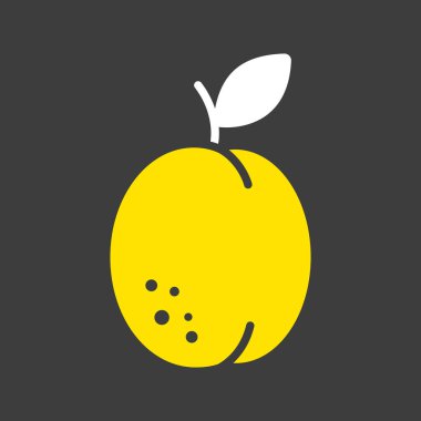 Kayısı vektör kabartması koyu arkaplan simgesinde. Gıda ve içecek web sitesi için grafik sembolü, uygulama tasarımı, mobil uygulamalar ve yazdırma ortamı, logo, UI