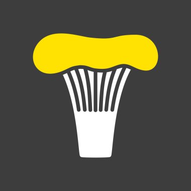 Mantar chanterelle koyu arkaplan ikonunda tasarım vektörü sembolünü izole etti. Sebze işareti. Gıda ve içecek web sitesi için grafik sembolü, uygulama tasarımı, mobil uygulamalar ve yazdırma ortamı, logo, UI
