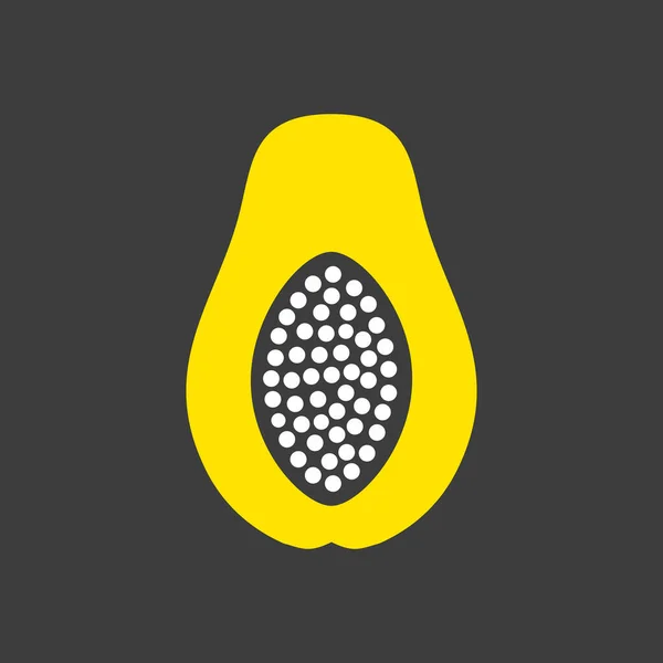 Papaya Tropiska Frukt Vektor Glyf Mörk Bakgrund Ikon Grafisk Symbol — Stock vektor